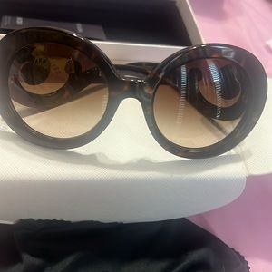 Authentic tortoise Prada Baroque 55mm round sunglasses